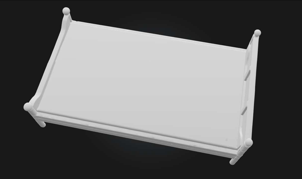 Wooden Bed Frame  Classic Rustic Bedroom Furniture 3D model_4