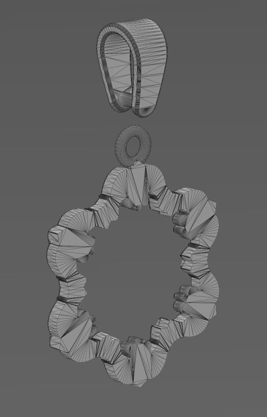 Open Claddagh heart crown halo pendant charm with bail 3D print model_14