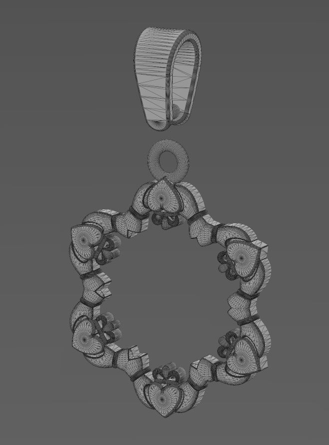 Open Claddagh heart crown halo pendant charm with bail 3D print model_13