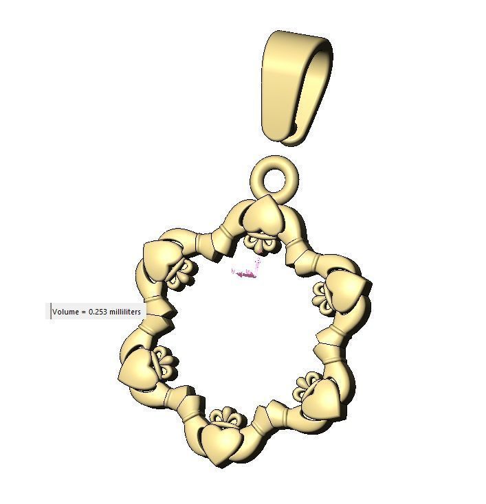 Open Claddagh heart crown halo pendant charm with bail 3D print model_12
