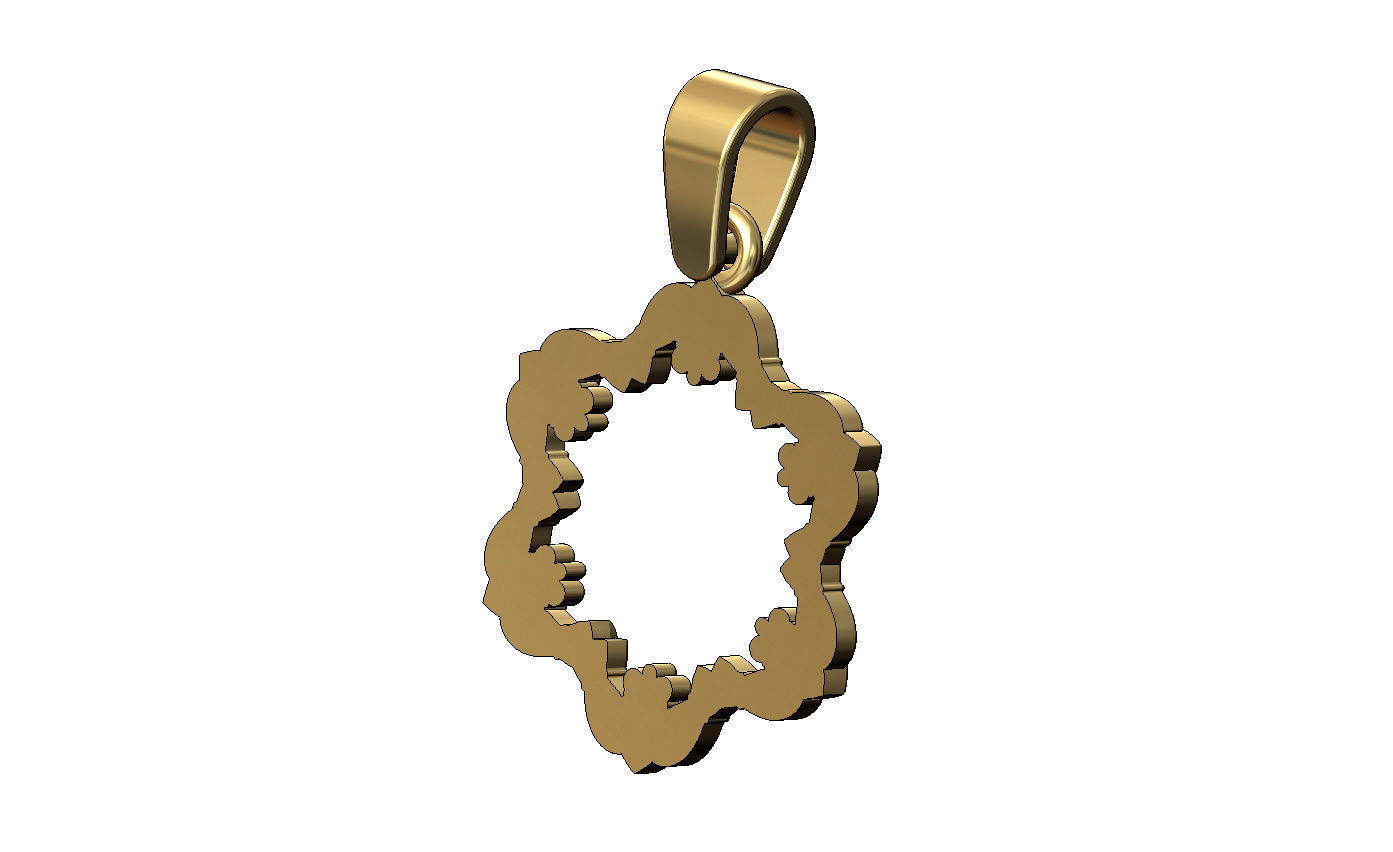 Open Claddagh heart crown halo pendant charm with bail 3D print model_4