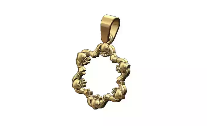 Open Claddagh heart crown halo pendant charm with bail