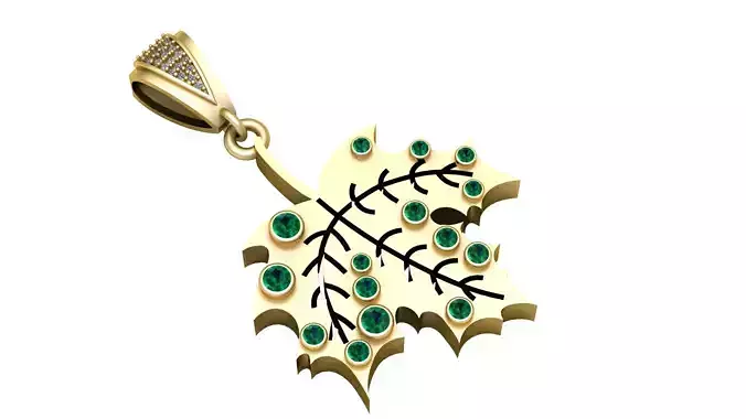gold leaf jewelry 3D printable model  3D print model