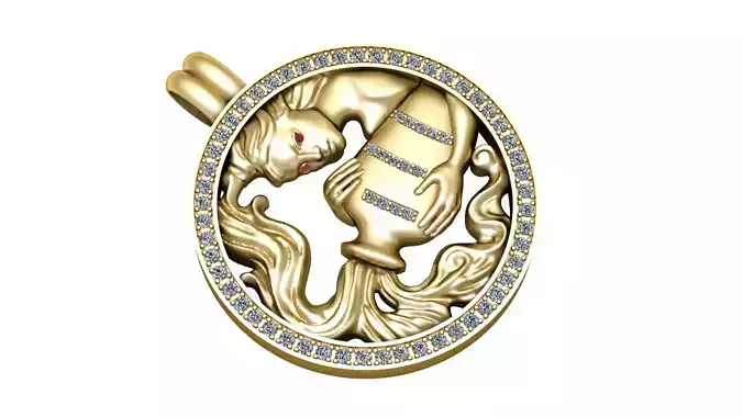 Aquarius pendant 3D printable model 