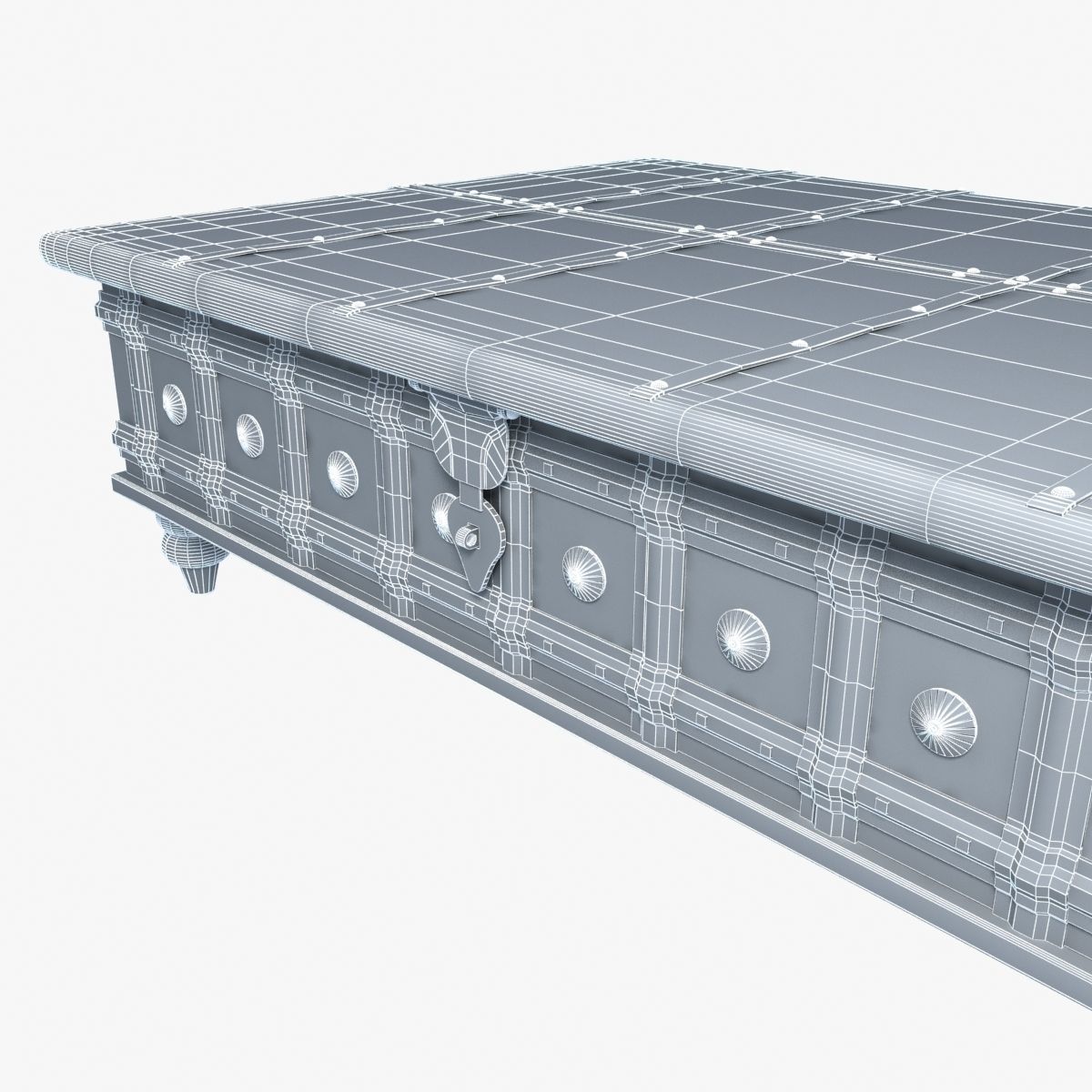 distressed trunk coffee table 3D model_3