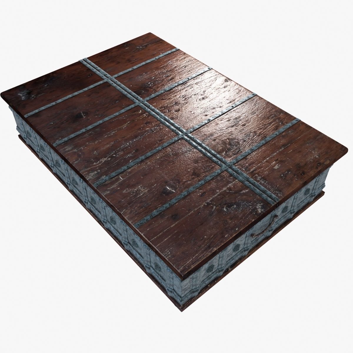 distressed trunk coffee table 3D model_5