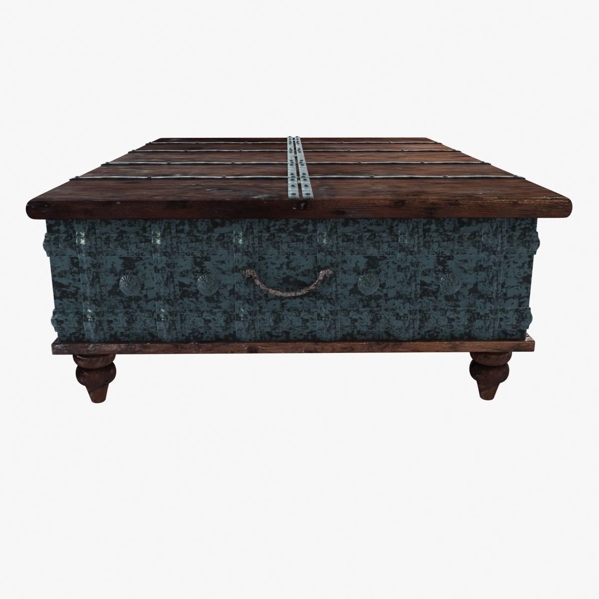 distressed trunk coffee table 3D model_4