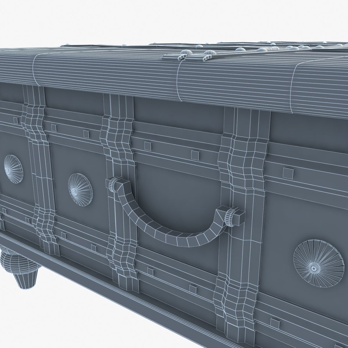 distressed trunk coffee table 3D model_8