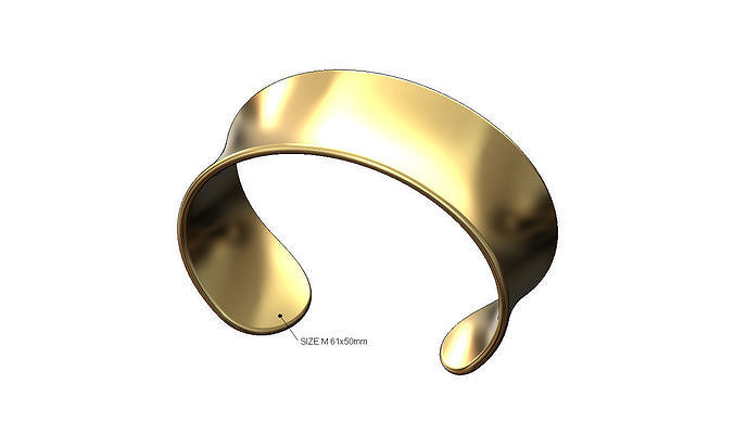 Rounded ends wide concave cuff bracelet size M 3D print model