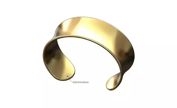 Rounded ends wide concave cuff bracelet size M