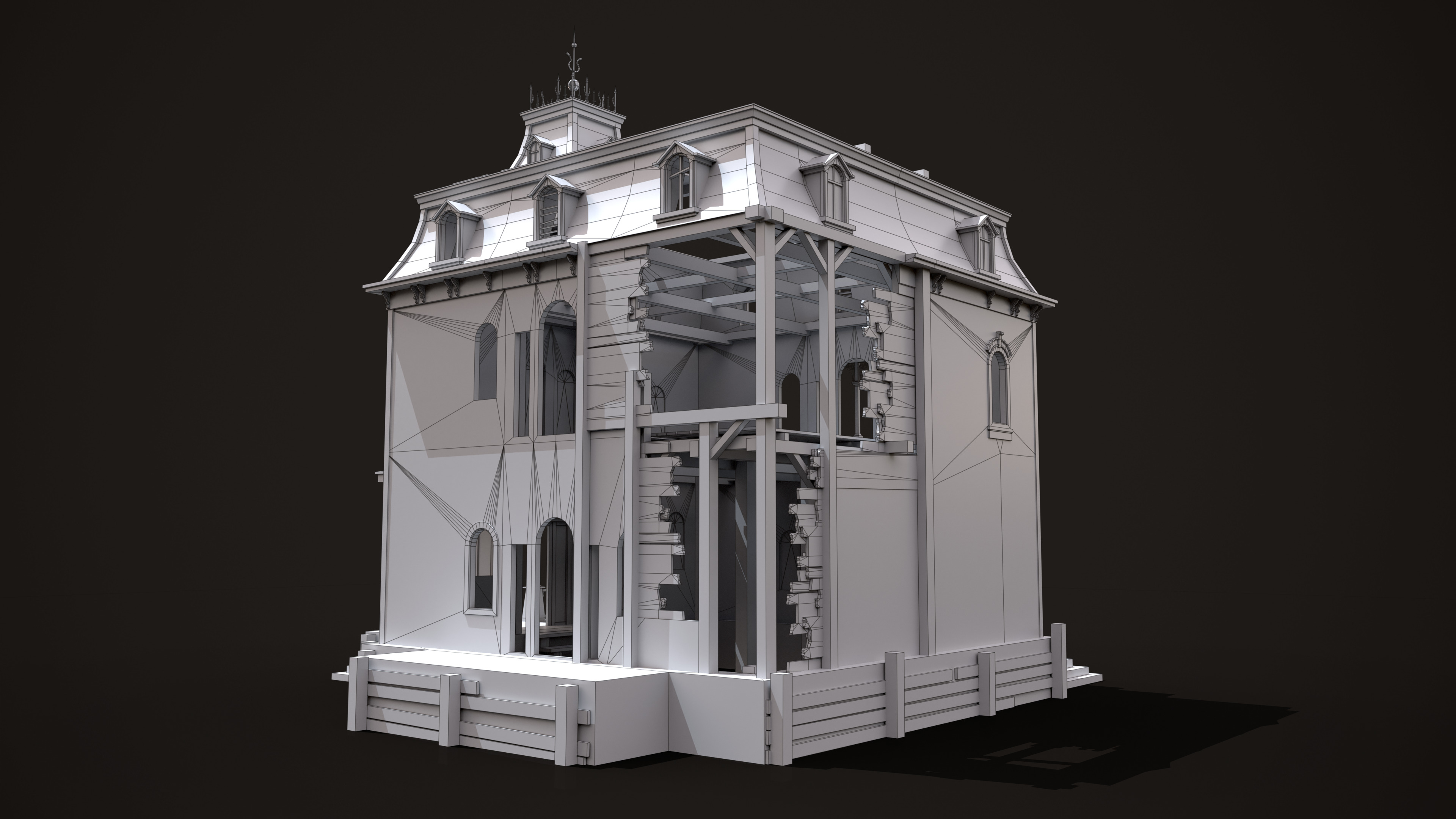 Old Abandoned House Low-poly 3D model_19