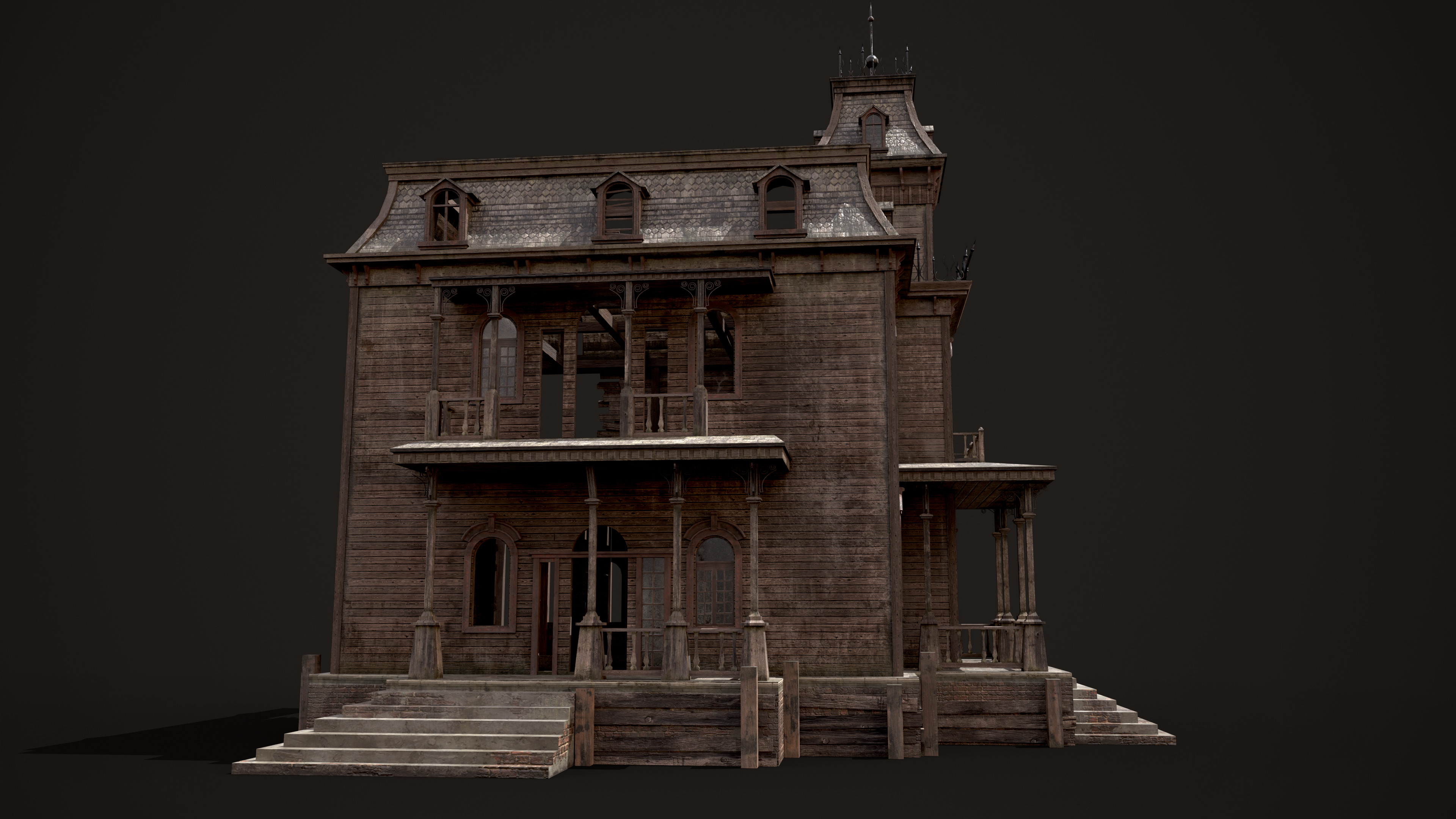 Old Abandoned House Low-poly 3D model_8