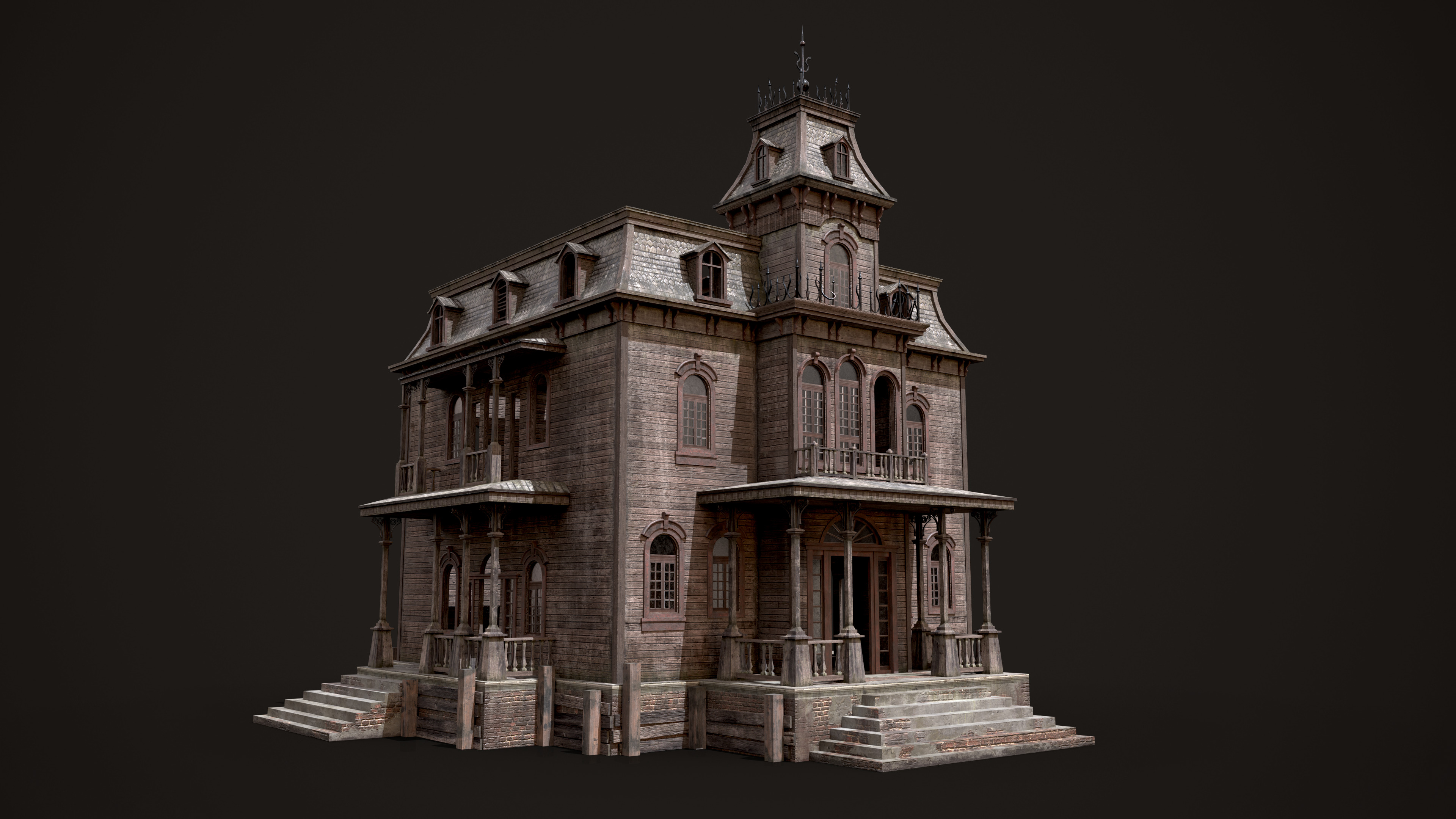 Old Abandoned House Low-poly 3D model_2