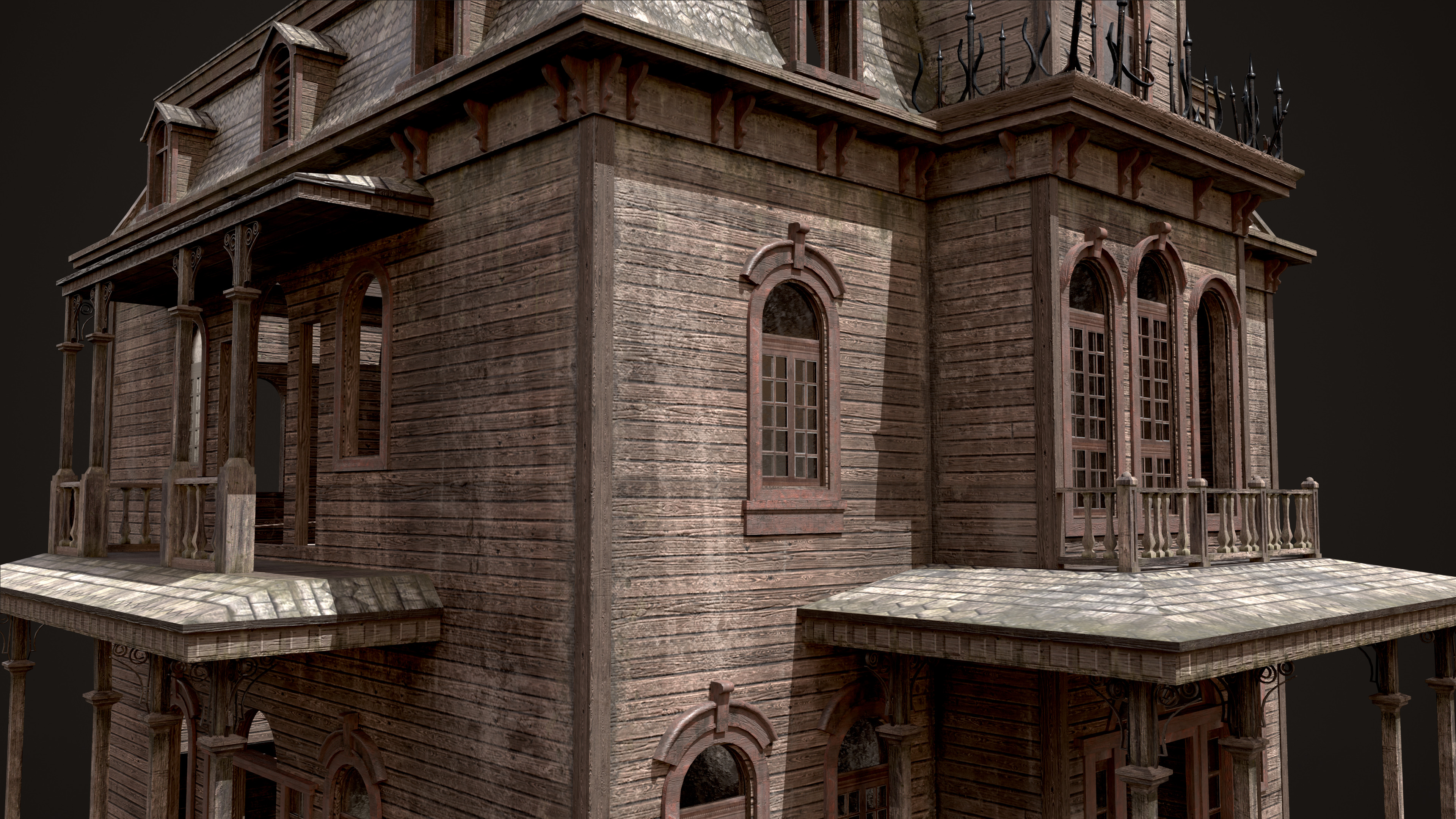 Old Abandoned House Low-poly 3D model_11