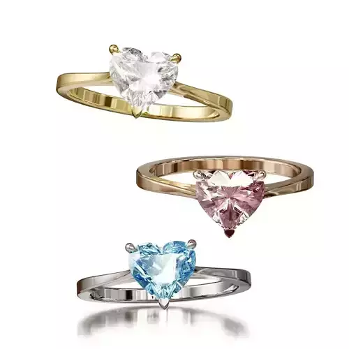 Heart Gemstone Ring 3D print model