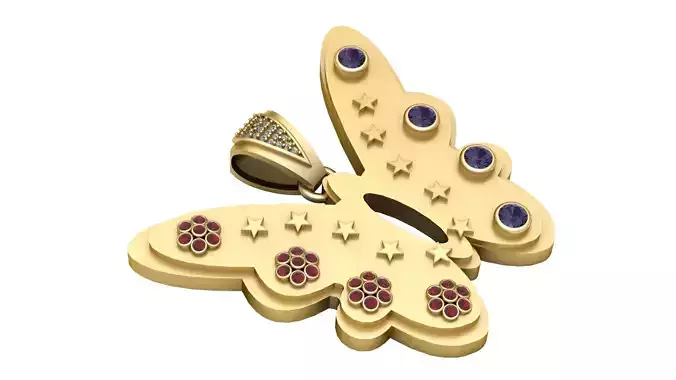 butterfly pendant 3D printable model 