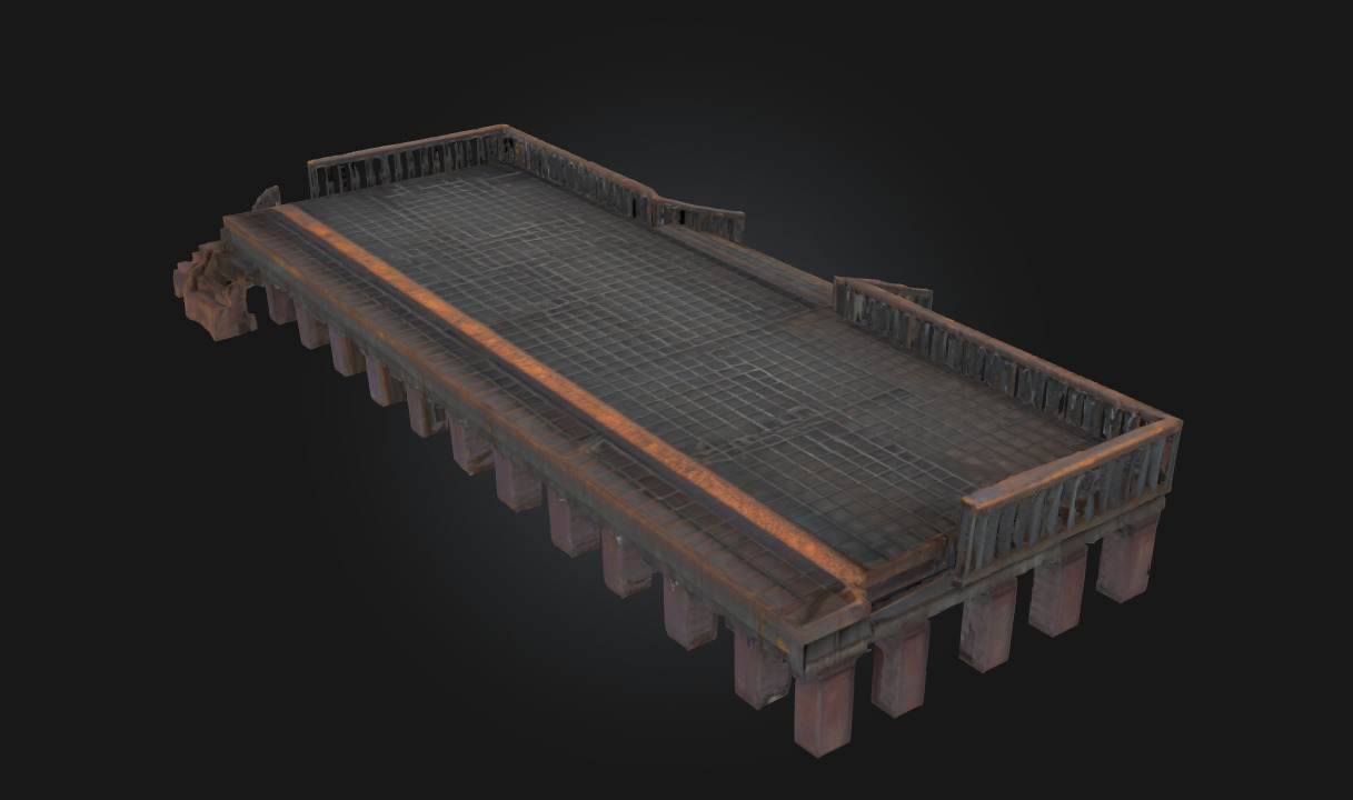 Rusty Metal Platform Weathered Industrial Base 3D model_2