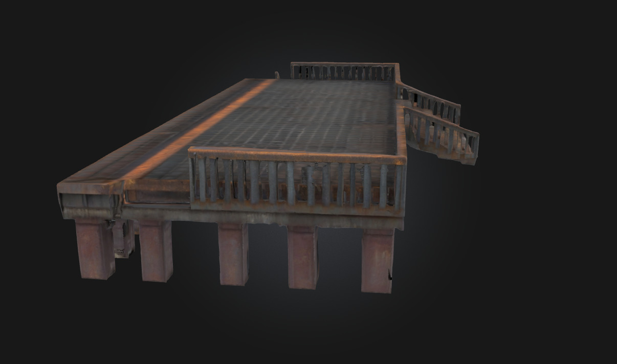 Rusty Metal Platform Weathered Industrial Base 3D model_3