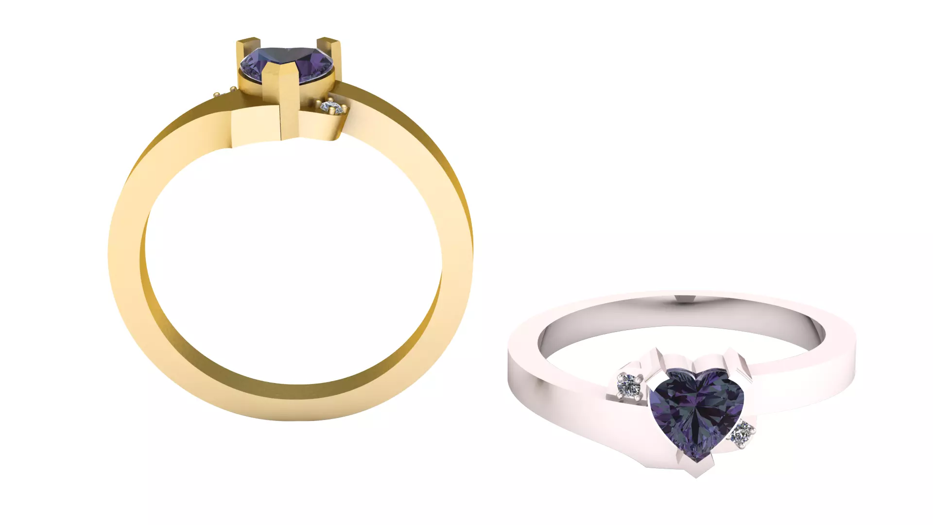 heart gemstone ring 3D printable model 3D print model