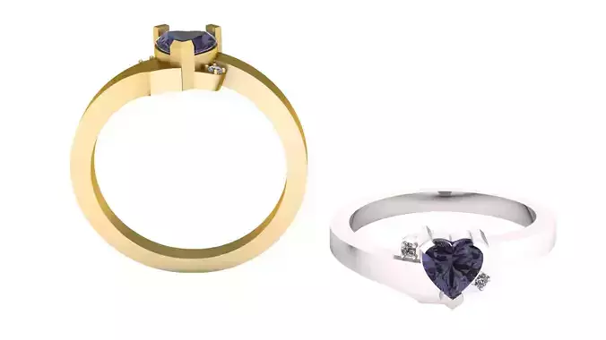 heart gemstone ring  3D printable model 