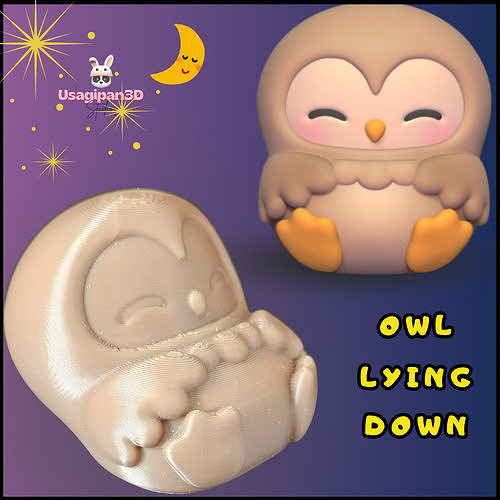 Owl Lying Down 3D print model