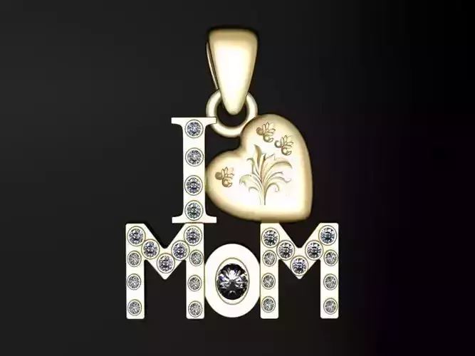  i love mom jewelry 3d printable model 
