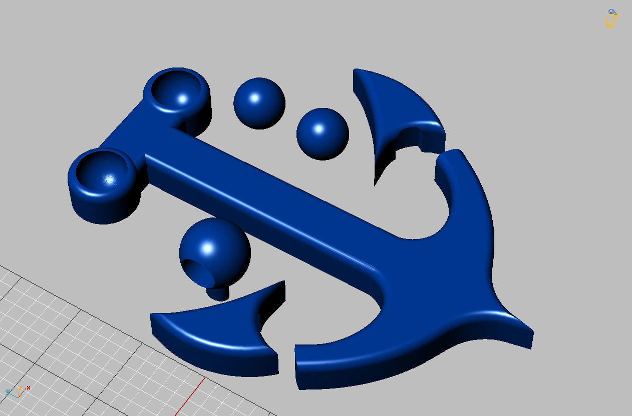 Gold Anchor Pendant 3D print model_5