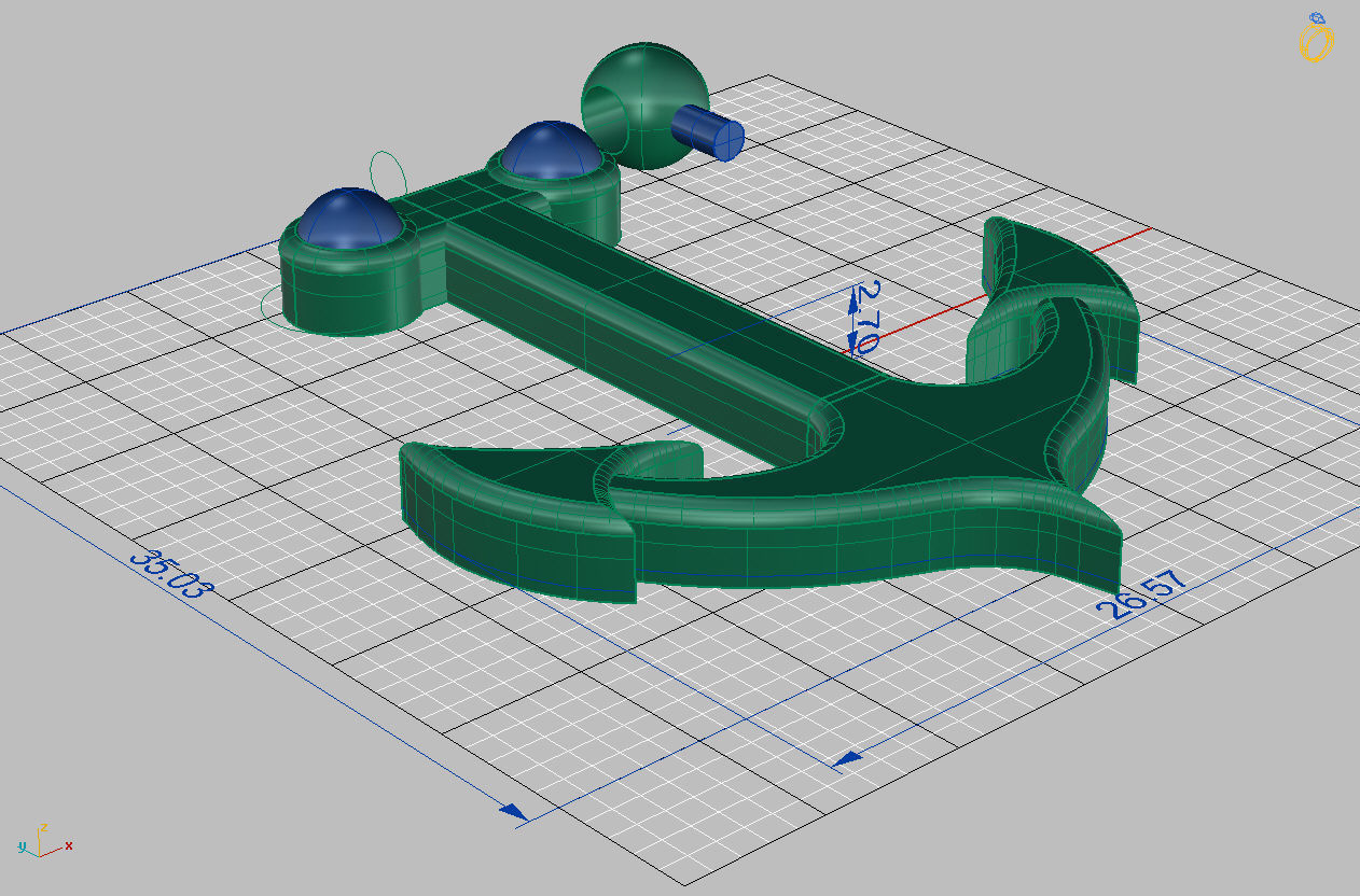 Gold Anchor Pendant 3D print model_2