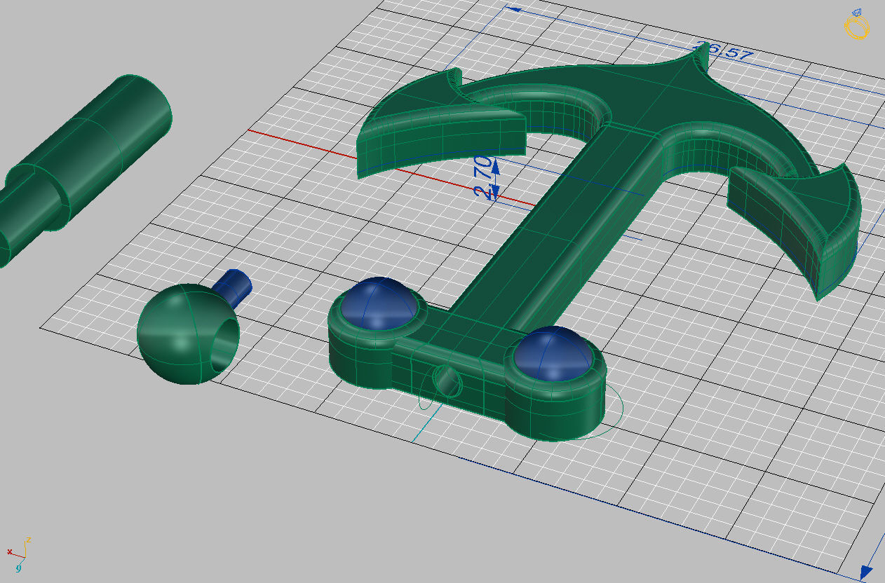 Gold Anchor Pendant 3D print model_1