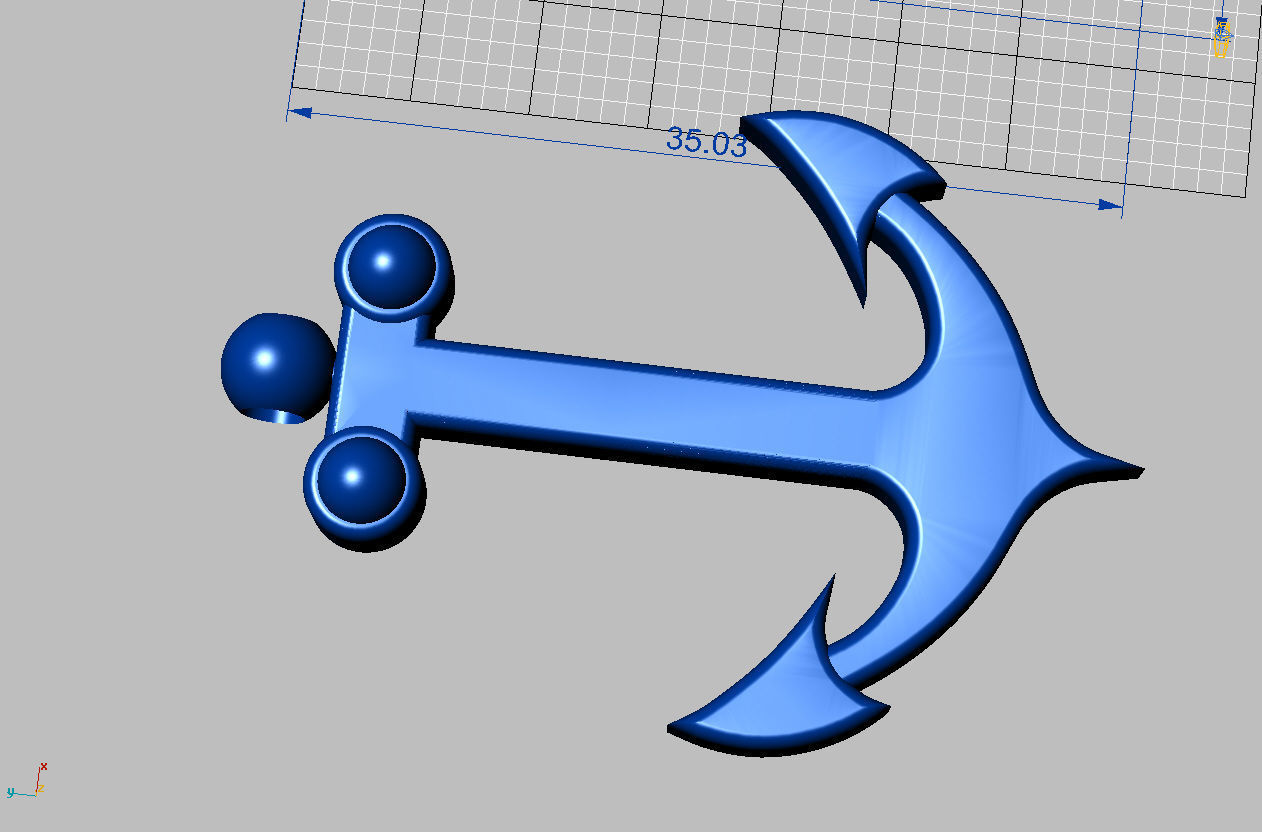 Gold Anchor Pendant 3D print model_3