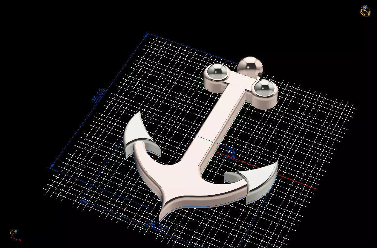Gold Anchor Pendant 3D print model_0