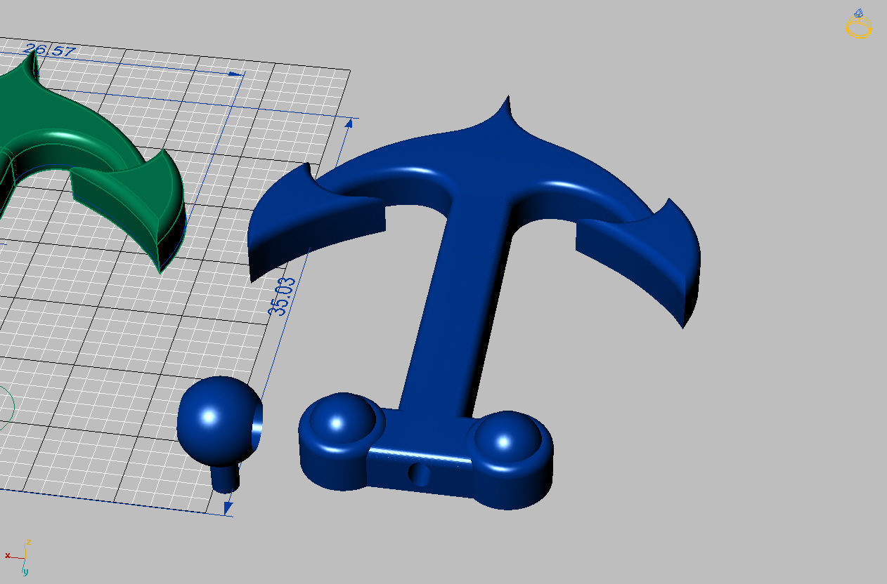 Gold Anchor Pendant 3D print model_4