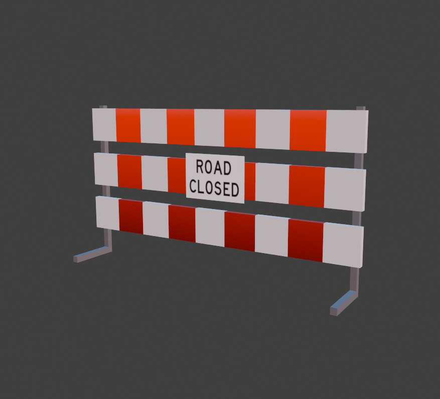 Roblox Road Closed Props Low-poly 3D model_5