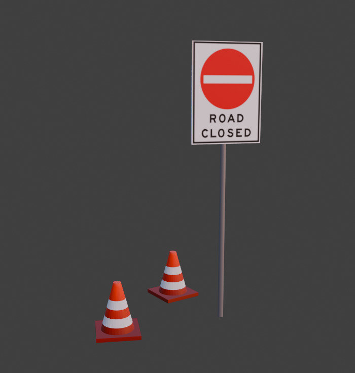 Roblox Road Closed Props Low-poly 3D model_3