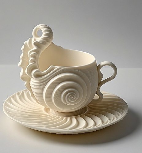 Nautilus Shell Teacup and Saucer 3D print model