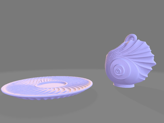 Nautilus Shell Teacup and Saucer 3D print model_2