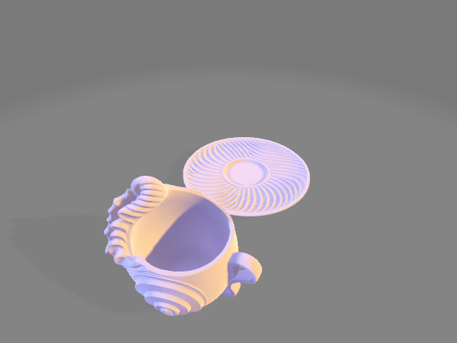Nautilus Shell Teacup and Saucer 3D print model_3