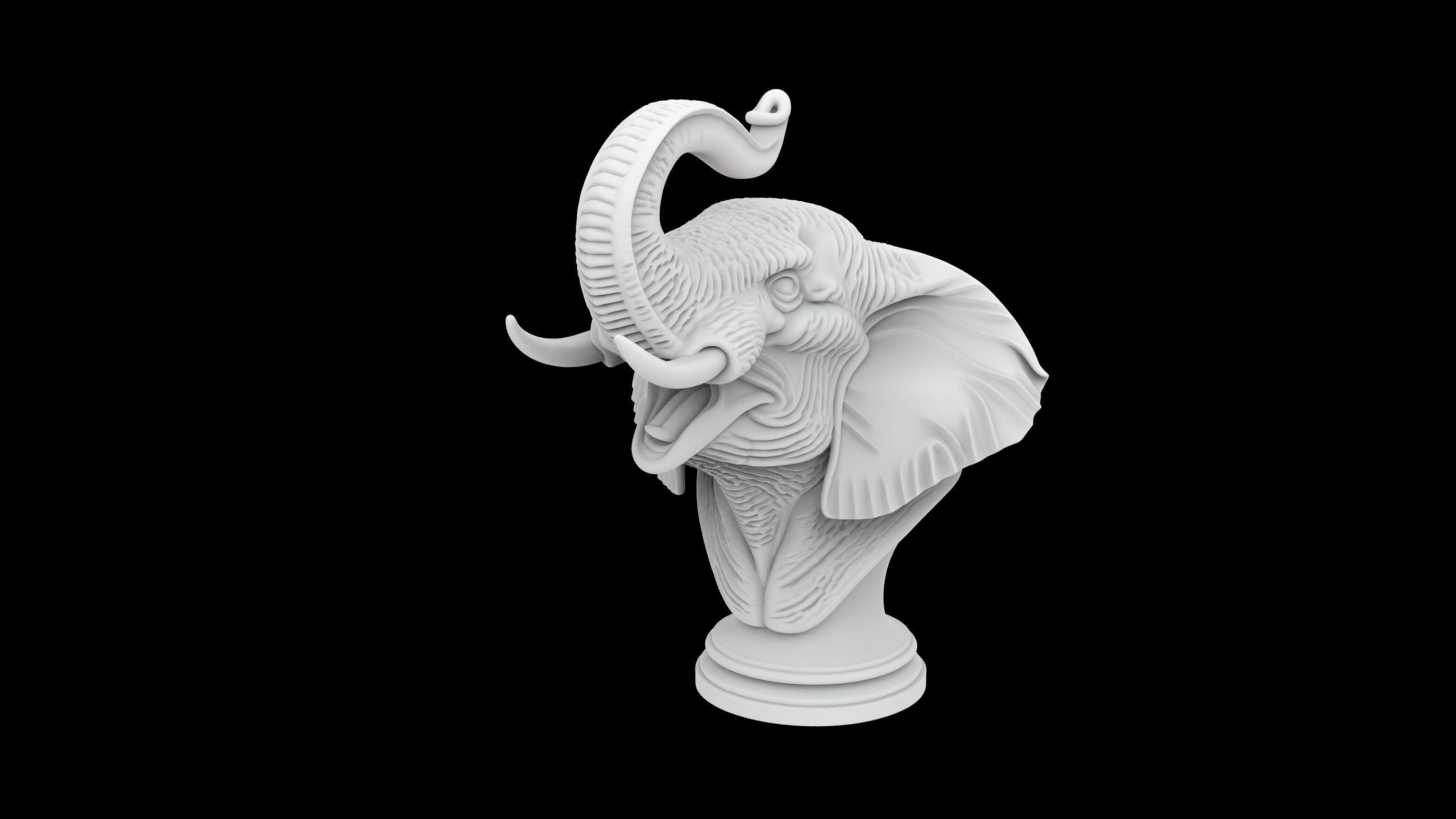 Elephant Bust 3D Print Model 3D print model_1