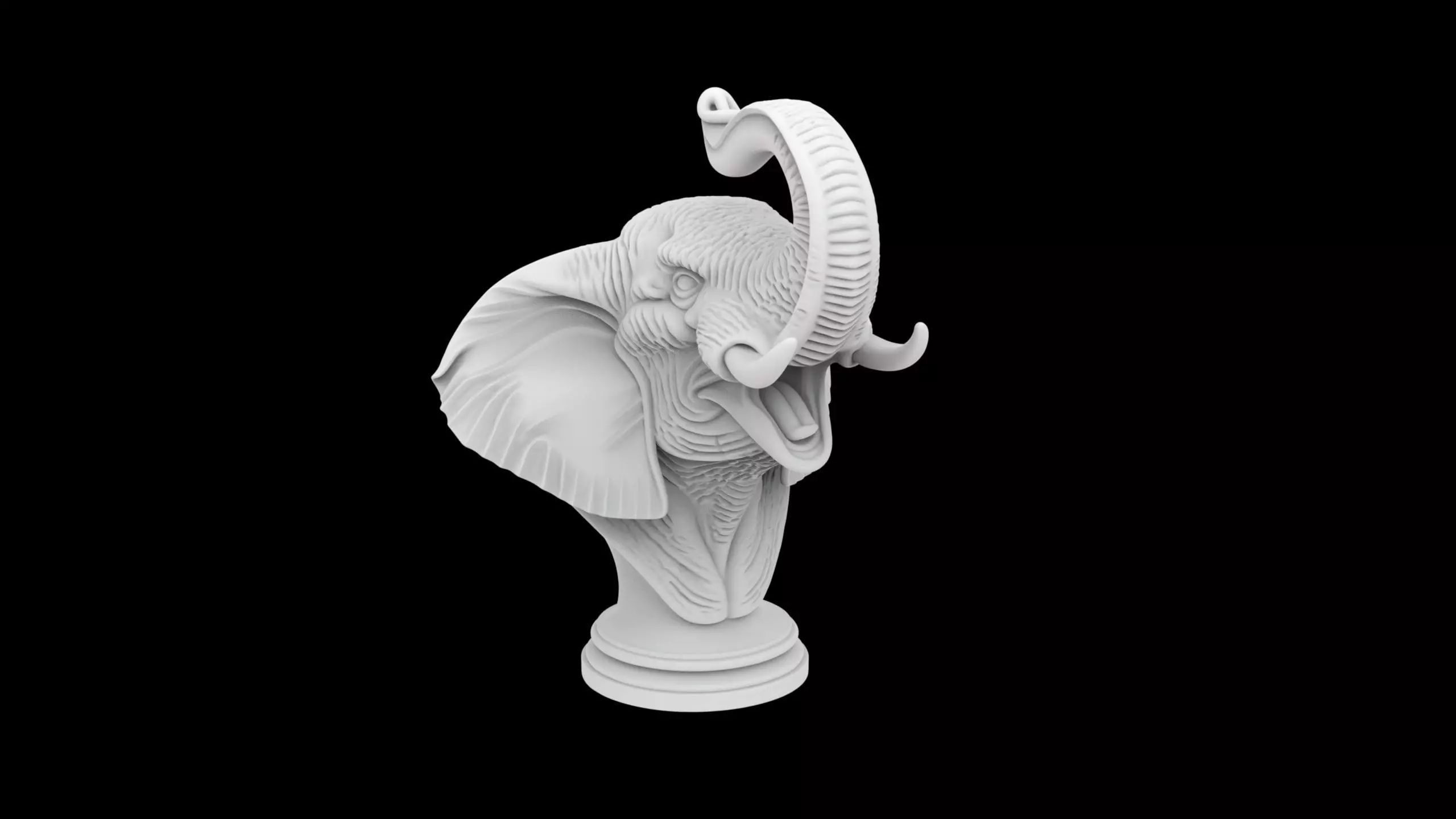 Elephant Bust 3D Print Model 3D print model_0