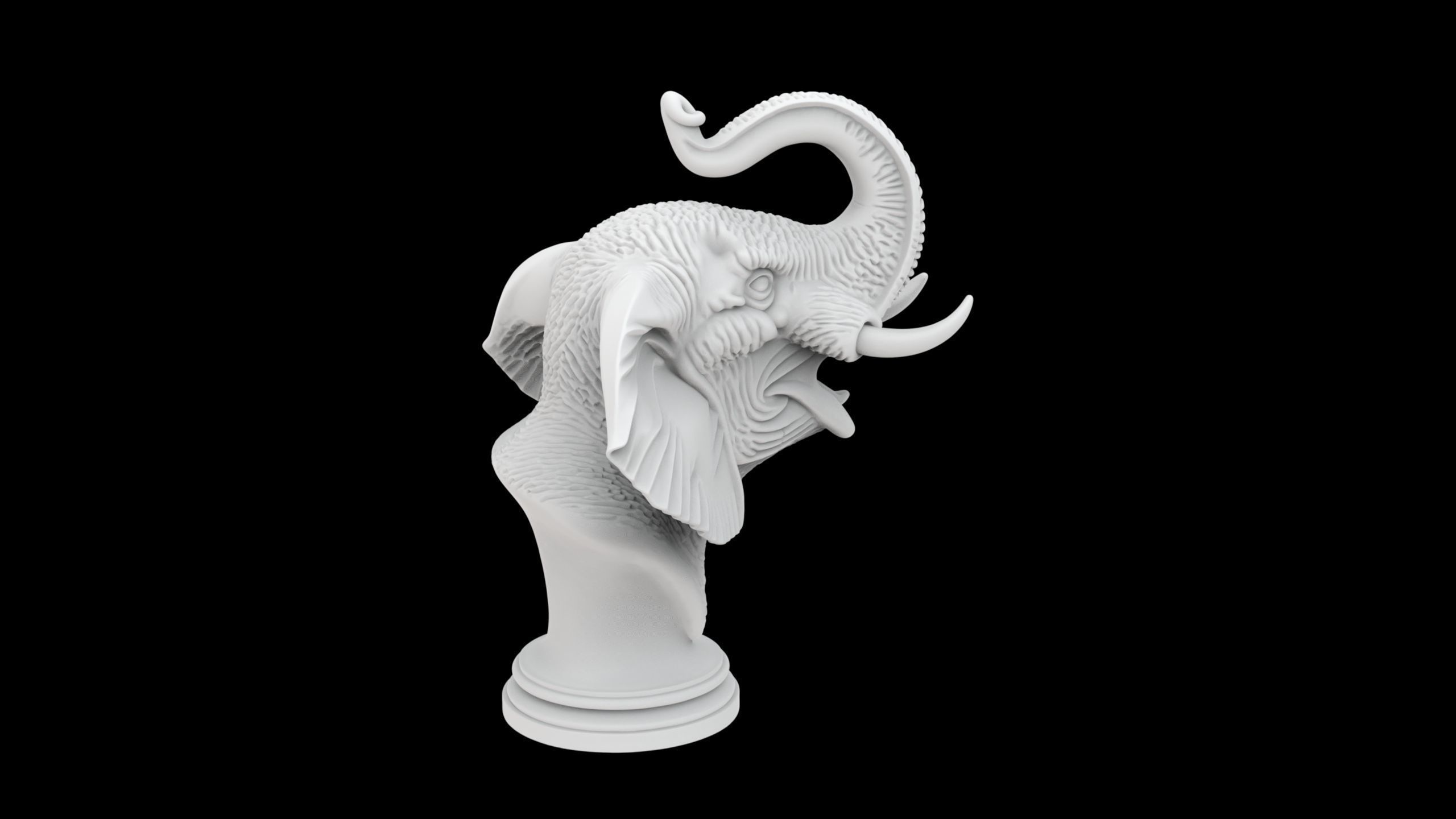 Elephant Bust 3D Print Model 3D print model_4