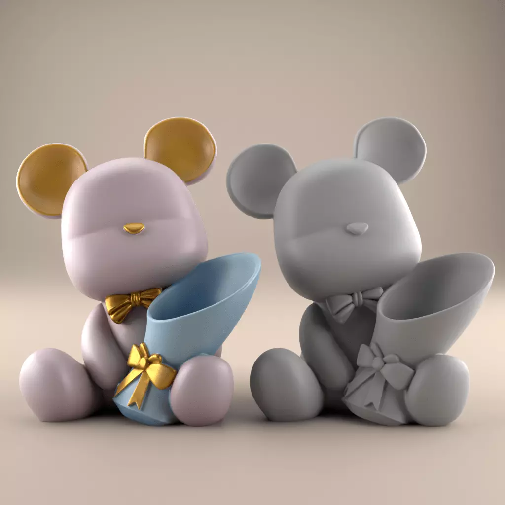 Charming Bear Planter urn candy container candle hold 3D print model