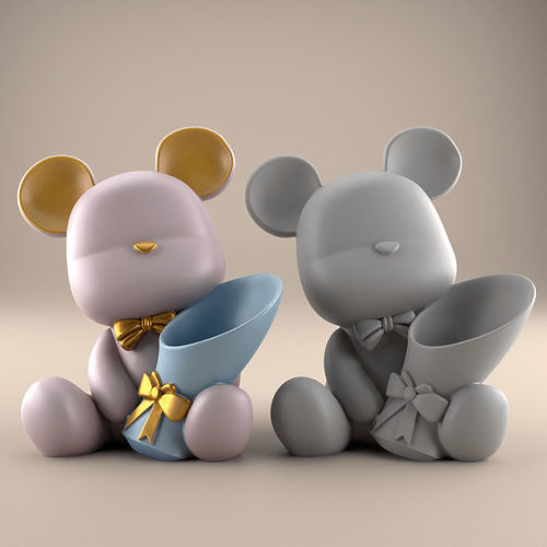 Charming Bear Planter urn candy container candle hold 3D print model