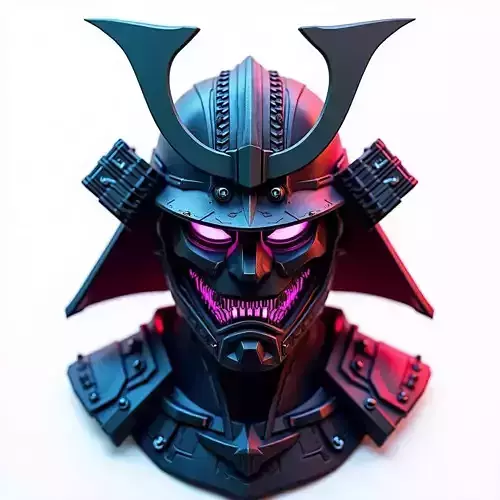 Cyber Oni Samurai Mask 3D Model