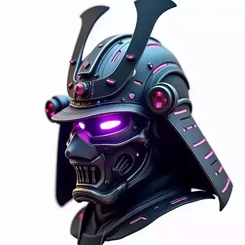 Techno Samurai Helmet 3D Model Low-poly 3D model