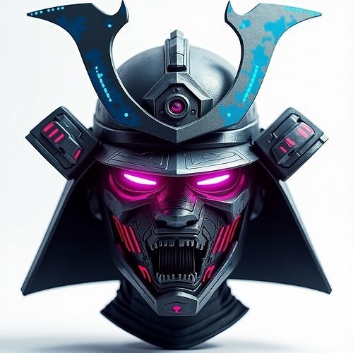 Cyber Demon Samurai Helmet 3D Model Low-poly 3D model