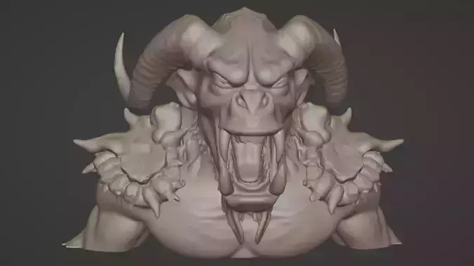 Feral Beastman Warrior Bust 3D print model