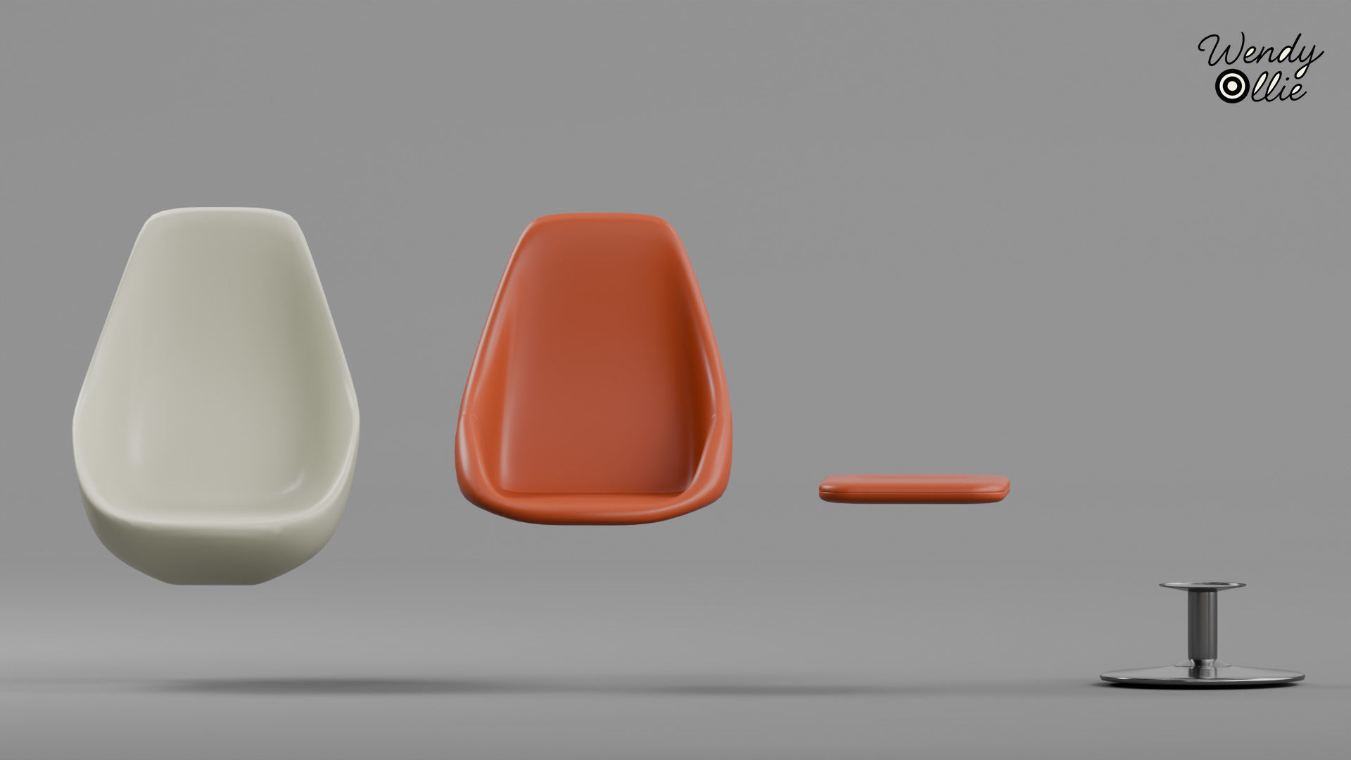 Retro Swivel Chair Mid-Century 3D Model 3D model_4