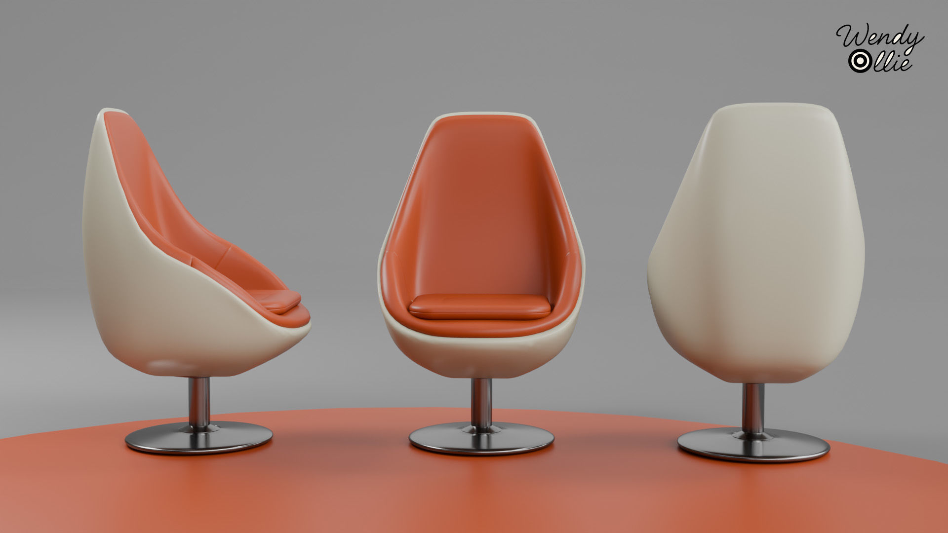 Retro Swivel Chair Mid-Century 3D Model 3D model_3