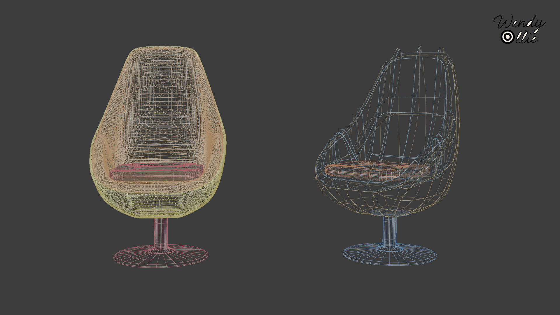 Retro Swivel Chair Mid-Century 3D Model 3D model_5