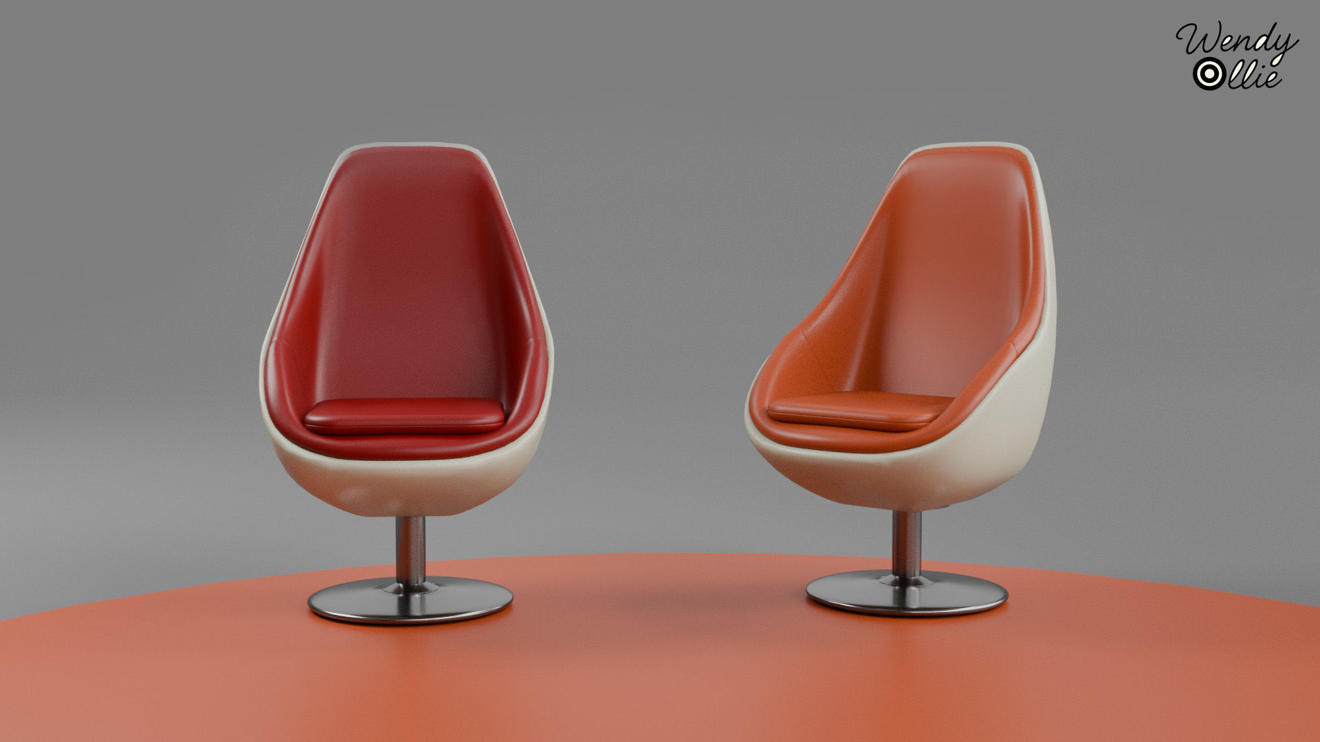 Retro Swivel Chair Mid-Century 3D Model 3D model_1